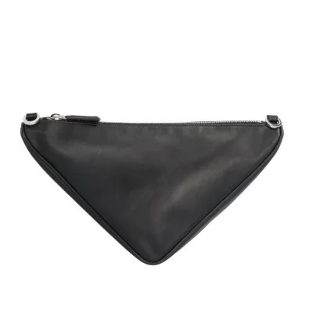 Prada Triangle Double Shoulder Bag Saffiano Leather Black - Picture 8 of 11